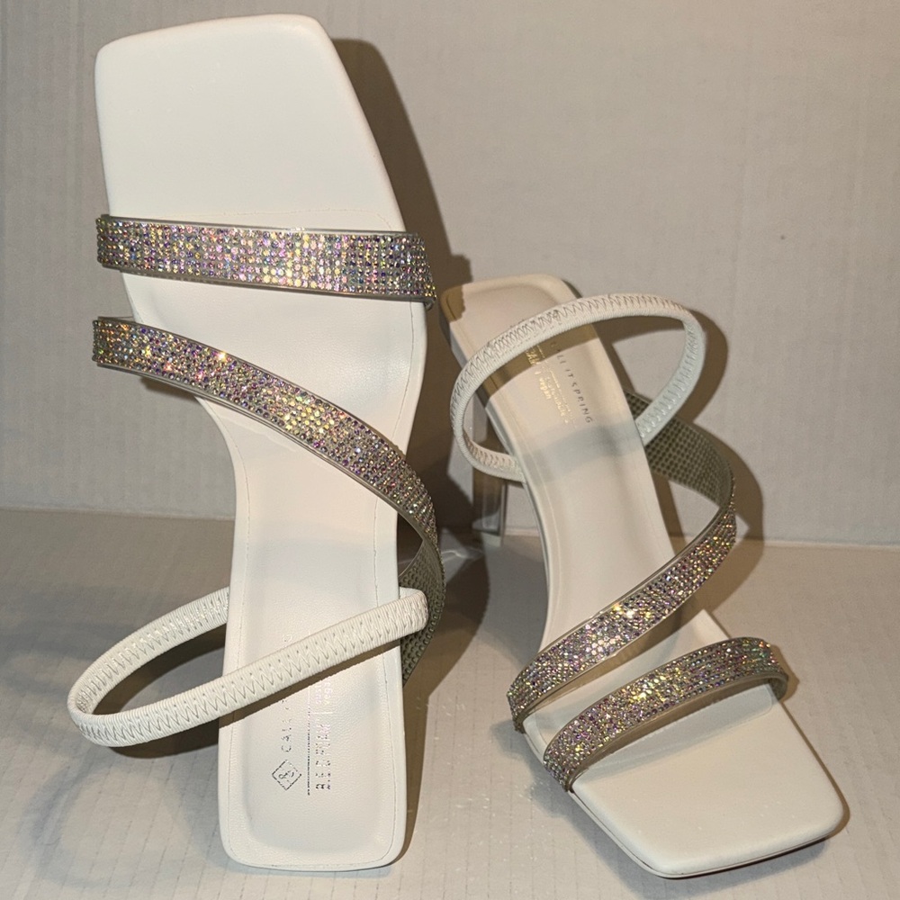 Call It Spring White Rhinestone Heels size 8.5 - Picture 10 of 12